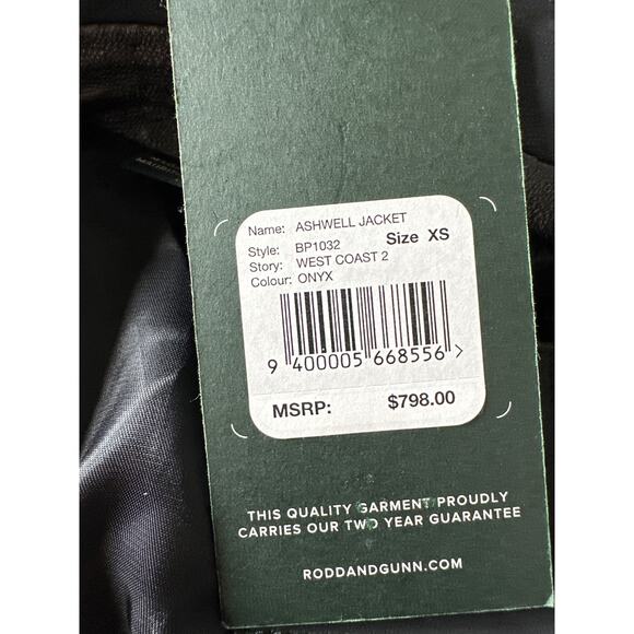 Rodd & Gunn Ashwell Jacket 100% Goat Leather Quilted Onyx Black Men XS NWT - Picture 5 of 8